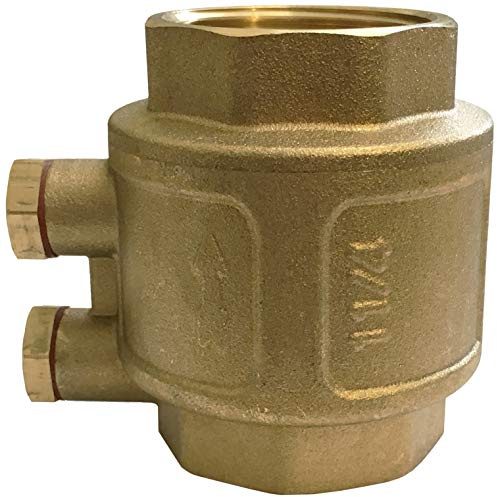 Zwischenventil mit Entlüftung Messing/Edelstahl – federbelastetes Rückschlagventil mit Entleerungsschraube, für Pumpen & Brunnenanlagen, einbaulagenunabhängig, (1 1/4 Zoll (70 mm))