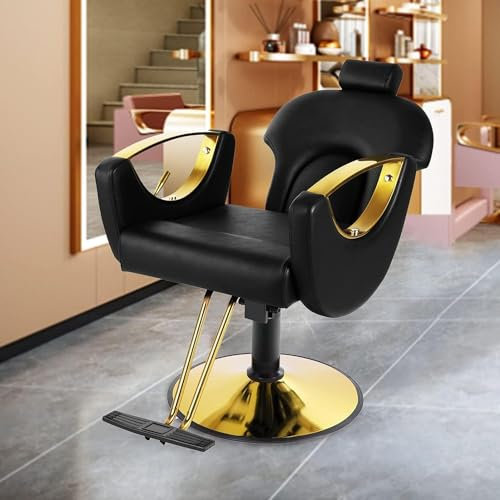 RNQZ Friseursalon-Stuhl, um 360° drehbar, verstellbar, Spa-Beauty-Ausrüstung, Multifunktions-Shampoo-Tattoo-Stuhl, Schwarz