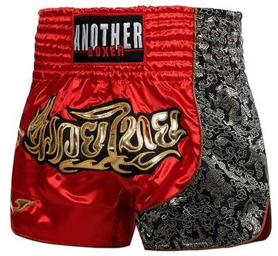 ARIASS Short de Muay Thai, Short d'entraînement de Combat MMA de Haute qualité pour Hommes, Femmes et Enfants(Red,XXX-Large)