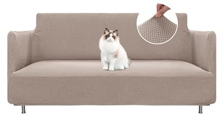 BellaHills Stretch Sofabezug Übergröße 2 Sitzer (170-185cm) Sofaüberwurf für Hunde Couchbezug Möbelschutz mit Elastischen Boden, Sand