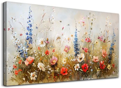 hyidecorart Quadri Moderni Soggiorno Grandi 73x146 cm XXL, Quadro Camera da Letto Su Tela, Stampe da Parete Fiori Luminosi, Decorazioni Parete Sala Da Pranzo Bagno Ufficio Cucina