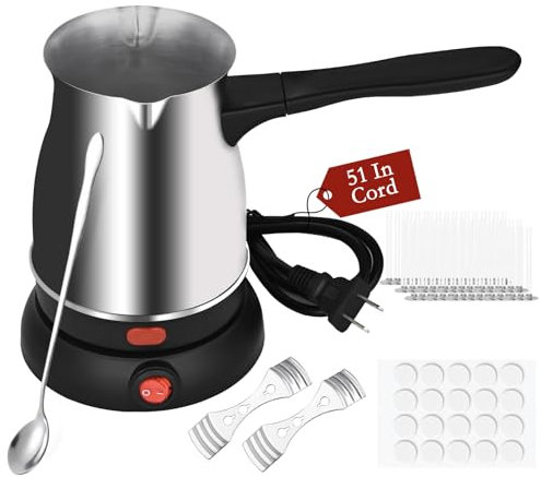 TOKPELA Wax Melter for Candle Making, Stainless Steel Electric Candle Wax Melter, Double Pouring Spout Candle Wax Melting Pot with 51IN Cord and Hot Plate, Candle Making Pot Kit for Beginners