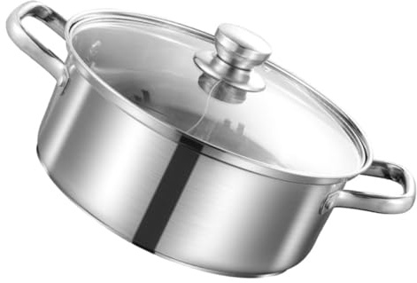 CIYODO Marmite à Fondue En Acier Inoxydable 28 Cm, Marmite à Double Poignée Anti-brûlure, Répartition Homogène Chaleur, Compatible Cuisinière Induction, Grosse Capacité Pour Repas En Famille