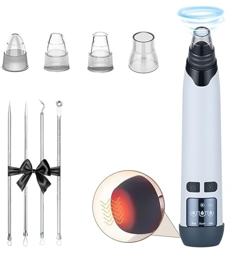 Kitgody Blackhead Remover Vacuum - 3 Suction Modes, 4 Probes, Hot Compress & LED Display, Electric Pore Cleaner for Blackhead, Acne, Whitehead Removal, Rechargeable Facial Care Tool for All Skin Types