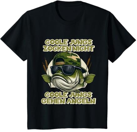Kinder Angel Outfit, Angler, Angelzubehör, Coole Jungs Gehen Angeln T-Shirt