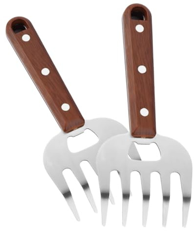 KOCKSHION 2 pièces Fourchettes à Viande Acier Inoxydable avec Poignée pour Déchiqueter Tirer et Servir Viande de et Poulet Outil Indispensable pour Barbecue et Cuisine