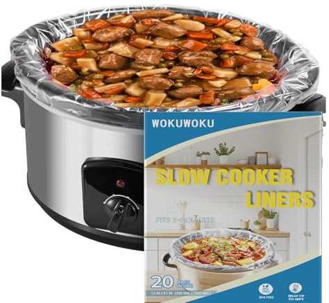 Slow Cooker Liners, 20 Count Cooking Bags Large Size Disposable Pot Liners Plastic Bags, Fit 3QT to 8QT for Slow Cooker Cooking Trays, 13x 21 (20)