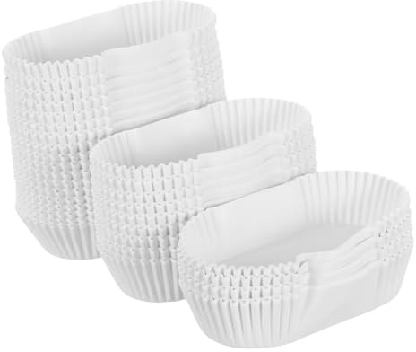 VALICLUD 1000 Pezzi Baking Cup Ovali in Carta Alimentare per Cupcake e Mini Pane Antiadherente Usa e Getta per Muffin e Dolci da Forno Bianco
