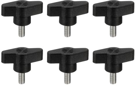 PATIKIL 6Pcs Tornillos De Ala Con Palomilla M6 X 14mm Negro | Tornillos Mecánicos De Acero Al Carbono, Manijas Apriete Reemplazo Sujeción Manual Perillas Fuente Alimentación