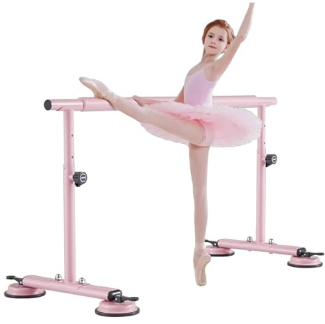 Barra de Ballet de Acero para Uso doméstico, Ideal para Adultos y niñas. Portátil y de pie, estiramientos y Ejercicios de Danza. Color Rosa. 2,5 m (8,2 pies).