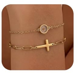 PARTNER 2PCS Mustard Seed & Cross Bracelet for Women – Christian Jewelry Inspired by Matthew 17:20 & Psalm 46:5, Faith Can Move Mountains, Inspired, Encouragement & Healing Gift for Her (2PCS Mustard Seed)