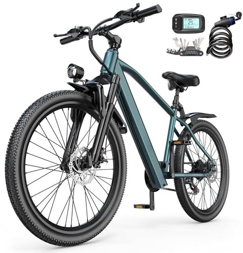 Eleglide E Bike, 26 E-Bike Herren Damen mit 250W Motor 10Ah Akku, Offroad E-Mountainbike, 7 Gänge Elektrofahrrad Für Berge und Pendeln, Multifunktional, Höchstgeschwindigkeit 25km/h, 35 km Reichweite