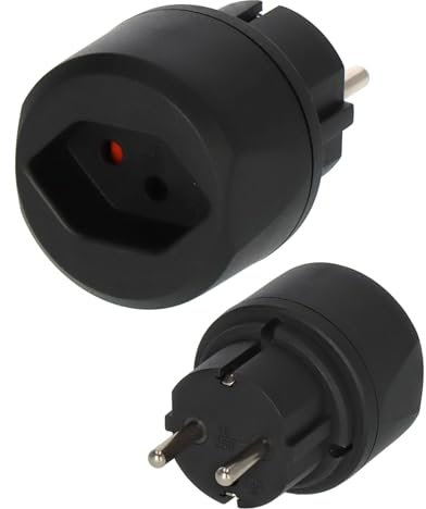 Brennenstuhl Enchufe de Viaje (Adaptador de Toma de Corriente de Viaje para conectar aparatos eléctricos con Sistema Suizo en países con Sistema de Enchufe de Contacto a Tierra) Negro
