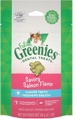 Greenies Feline Natural Dental Care Cat Treats Savory Salmon Flavor, 2.5 oz. Pouch