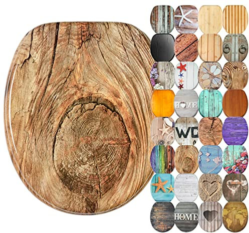 Sanilo Soft Close Toilet Seat, Wide Choice of Wooden Toilet Seats, Stable Hinges, Easy to Mount (Rustic)