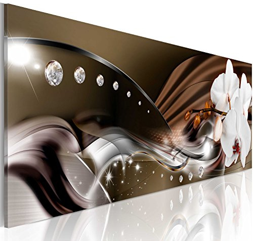 murando - Wandbilder XXL Orchidee 150x50 cm 1 tlg - Wand Deko Vlies Leinwand Bilder Groß Wanddeko Wohnzimmer Schlafzimmer Kunstdrucke Panoramabild - Blumen Perlen Ornament Abstrakt