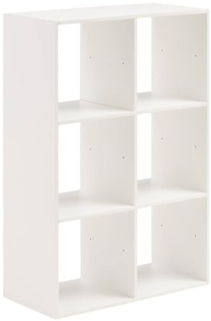 5 five simply smart 5five – Mix'n Modul Regal mit 6 Fächern – Weiße Holzoptik – Praktischer und nützlicher Stauraum – B 67,5 x T 32 x H 100,5 cm – Wohnzimmer, Büro, Schlafzimmer