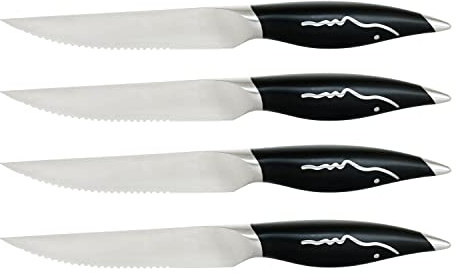 Assortiment De 4 Couteaux À Steak Premium Knifesharks - Acier Japonais, Set De Couteaux À Viande Finement Forgés Et Dentelés, Super Tranchants