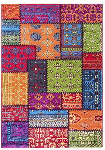 SrS Rugs® Candy Rainbow Rug - for Living Room, Lounge, Hallway, Kids Room, Playroom, Nursery - Boys & Girls - Hippy - Pride - Brighten Your Home (Patchwork, 80cm x 150cm)