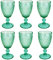 GMMH Juego de 6 copas de vino de colores vintage con relieve (turquesa/250 ml) para boda, copas de champán, jarra, cuenco de postre, copas de cristal, copas de vino, copas de agua, copas de