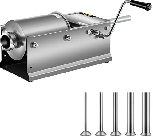 BuoQua Embutidora de Chorizos Horizontal de Acero Inoxidable 3L Llenadora Manual de Salchichas para Hacer Salchichas Chorizo Hot Dogs Bratwurst Adecuado Tanto para Uso Doméstico como Comercial