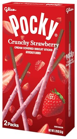 GLICO Pocky Crunchy Bâtonnets à biscuits au chocolat enrobés fraise 50 ml
