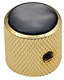 Boston Potiknopf, Dome Knob, mit schwarzer Perleneinlage, 18x18mm, mit Schraube, gold