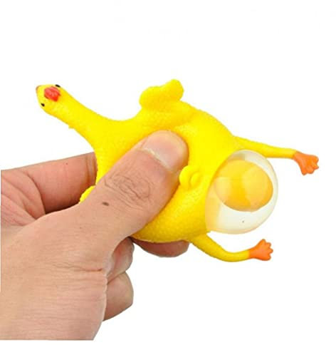 Ruluti 1 Pcs Nouveauté Halloween Drôle Gadgets Jouets Vent De Poulet Oeuf Poules Pondeuses Crowded Balle Anti-Stress Porte-clés Enfants Jouets