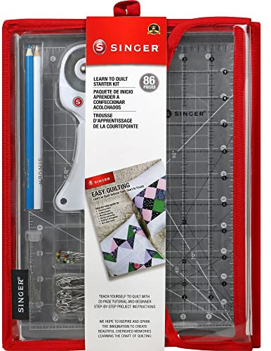 Singer Beginner Quilting Kit, Glass Acrylic Fabric, 86-Piece Set, S