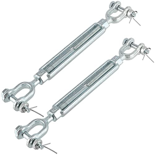 HOZEON 2 PCS M12 Heavy Duty Turnbuckle, 1/2 Inch x 6 Galvanized Steel Jaw and Jaw Turnbuckle for Wire, Cable, Rope, 4000 lbs Working Load Limit