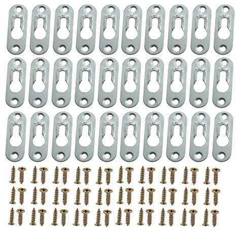 Support de Montage Dissimulé,Cintres de Trou de Serrure,30 Pièces Support Montage Encastré Dissimulé,Supports Suspension Emboîtement,Mural Cintre Photo en en Métal Solide,Cintres de Trou de Serrure