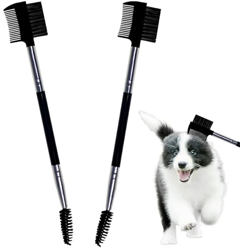 BLMHTWO Peigne à double tête souple pour chien et chat - Détachant les larmes - Outil de toilettage pour petits animaux de compagnie - Éliminateur de croûte et de mucus en plastique (noir)