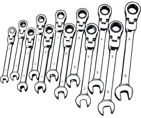 Jeu de clés, clé mixte 24 25 26 27 30 32 mm clé à cliquet à tête flexible multifonction clé universelle professionnelle pour outils de réparation de voiture (