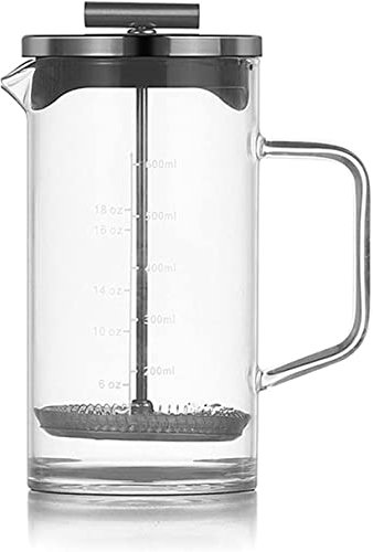 RWRAPS Cafetera de Prensa Francesa, Tetera de Vidrio de borosilicato de Doble Pared, Prensa de café Transparente de Acero Inoxidable para el hogar o la Oficina, 600 ml (600 ml)