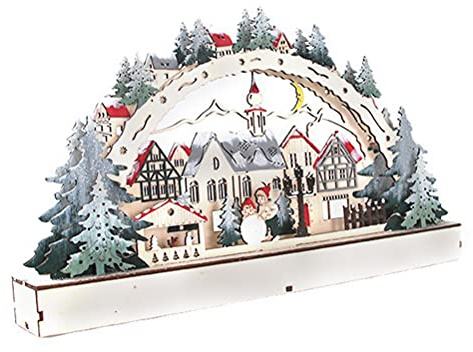 Miokycl Weihnachtshaus LED Weihnachtswald Szene Holz Weihnachtsdorf Einkaufszentrum Fensterdekorationen (Weihnachtsdekoration)