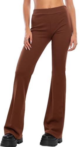 Toocool Pantaloni Donna Campana Aderenti Zampa Elefante Elasticizzati Hot Sexy JL-2148 [L,Marrone]