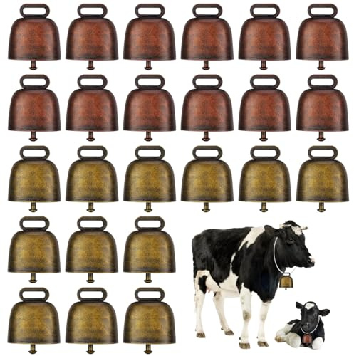 Cloche De Vache, 24 Pièce Rétro Cloche Vache, Mouton Vache Cloches Cloches De Pâturage, Cloche De Vache En Métal Clochettes, Cuivre Cloches Bétail Bronze Cloche Pour Les Animaux Et Les Décoration