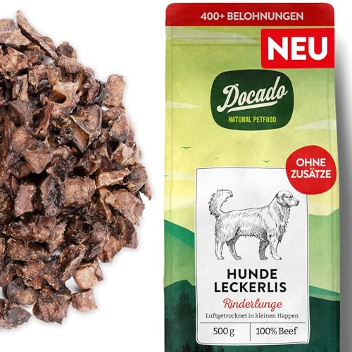 Docado Natural Petfood Rinderlunge Luftgetrocknet Hundesnack Leckerli 500g | Proteinreich, Getreidefrei, Sensitiv, Nachhaltig