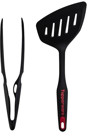 Tupperware Griffbereit Küchenhelfer Grillzange (p) schwarz + Griffbereit Pfannenwender groß küchenzubehör Küchenzange Servierzange (inkl. Katzen Magnet)