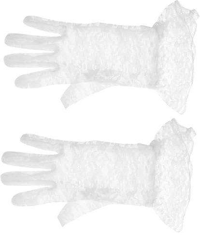LALADEFIEE Kurze Weiße Spitzenhandschuhe Damenhandschuhe Für Hochzeit Ball Kostüm-party Elegant Und Komfortabel