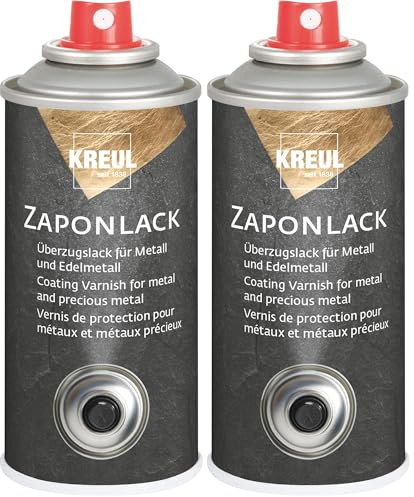 KREUL 840150 - Zapon Varnish 150 ml spray Vernice protettiva trasparente per superfici metalliche lucide Anti-appannamento, anti-discolorazione e anti-corrosione (Confezione da 2)
