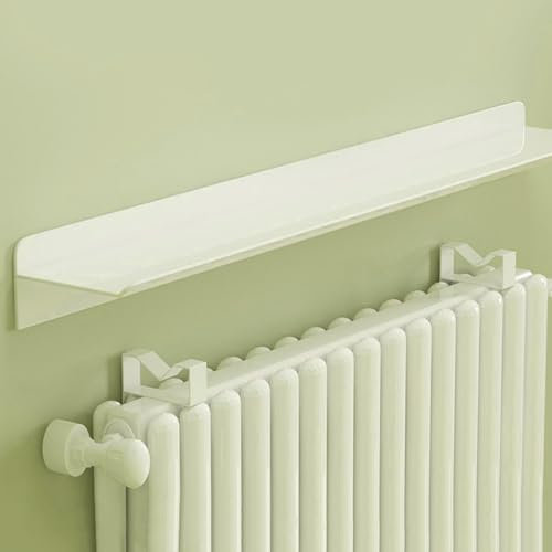 Generic Weiß Schwebende Heizung Verkleidung, Verbesserte Heizkörperregal aus Aluminium Rauch- Und Staubdicht, Radiator Cover Kühlerregal Ohne Bohren, Tragkraft 30kg, W 15cm/6in; L 40cm/15.7in