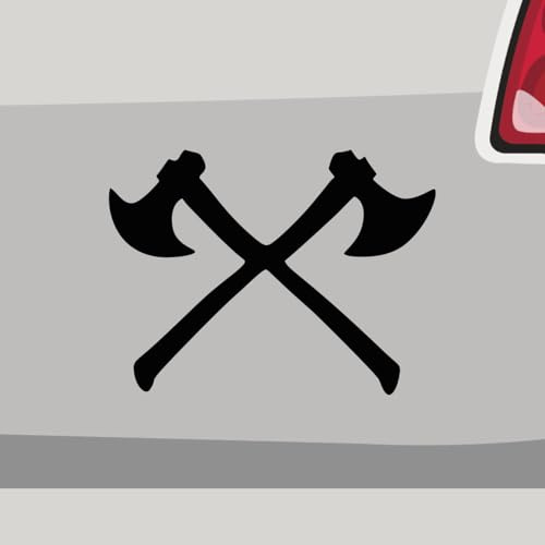 Stickerfreaks Aufkleber - gekreuzte Äxte Vikinger Jagt - Sticker, Folienaukleber für Auto, Motorrad, Fahrrad, Laptop, LKW (8x6cm | Schwarz)