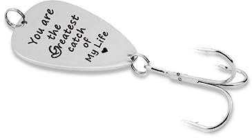 KICHOUSE Edelstahl Dreifach Angelhaken Mit Gravur Du Bist Der Fang Meines Lebens Kreativer Angelköder Robuster Gitarren-Pick Lockköder Geschenk Für Angler Zum Valentinstag