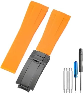 ZHGUIMING Klockarmband for silikon 20 gummiklocka Tillbehör klocka Armband Rem Kedja(Orange-Black-Z9,21mm)