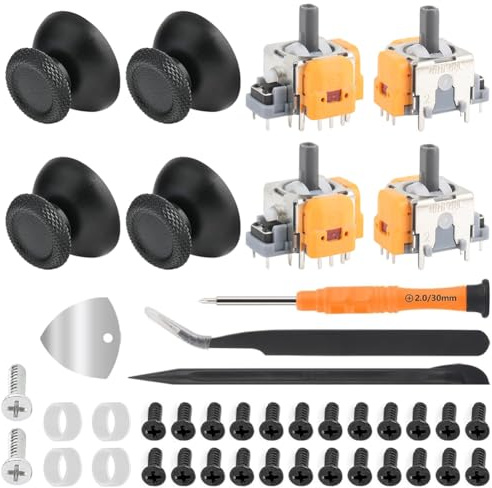 4 Stück Hall Effekt Sticks für Play Station 5 Kontroller,Hall Effekt Sticks | für PS5 Kontroller Anti Stickdrift 3D Joystick, mit 4 Stück Daumenkappe Thumbstick Reparatur Kit Ersatz