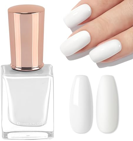 White Nail Varnish - Milky White Nail Polish Quick Dry - High Glossy & Vegan Nail Polish Air Fast Dry - Natural Off White nail polish For Women Girls Manicure DIY