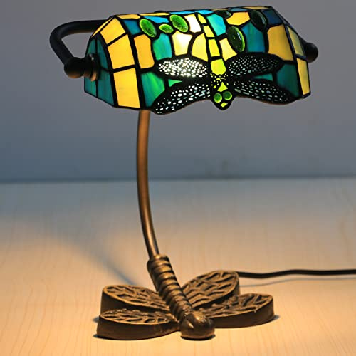 Lampada da banchiere in stile Tiffany, lampada da scrivania in vetro colorato, per studio e ufficio, illuminazione classica retrò, elegante illuminazione per lettura e lavoro