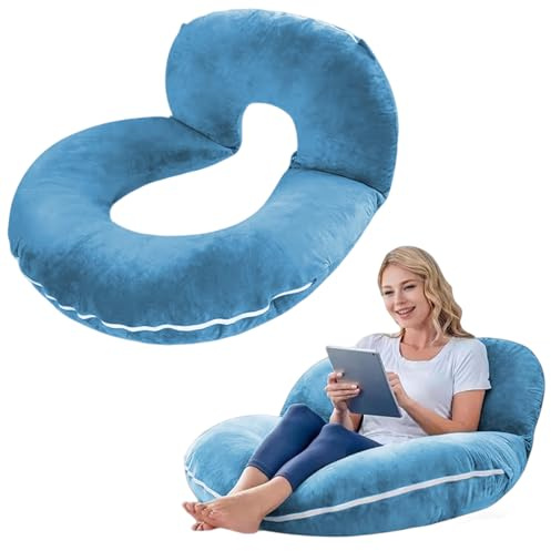 MeYuxg Lesekissen für Bett und Sofa, Lesekissen mit Rückenlehne für Erwachsene, Sofa Komfortkissen, Reading Pillow Mit Waschbarem Bezug, Rückenkissen zum Lesen, Fernsehen, Faulenzen（Blau）
