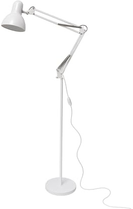 Jandei - Lámpara de pie con brazo, Articulado y cabezal orientable, diseño moderno, Cable de 170 cm con Interruptor, Compatible con Bombilla E27, 240V, IP20 para Interior (Blanca)